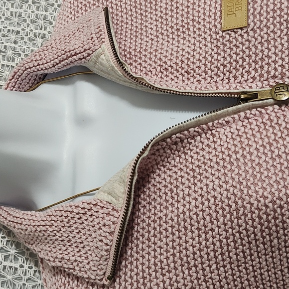 Jadelynn Brooke Textured Knit Sweater in Pink and Cream - Picture 6 of 14